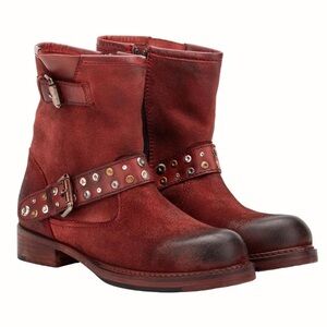 Vintage Foundry Co. Women's Miriam Ankle Boots red real genuine leather size 8.5